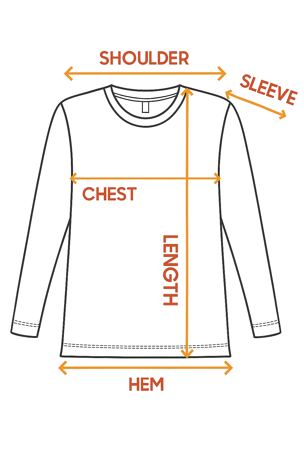 Long Sleeve Size Diagram