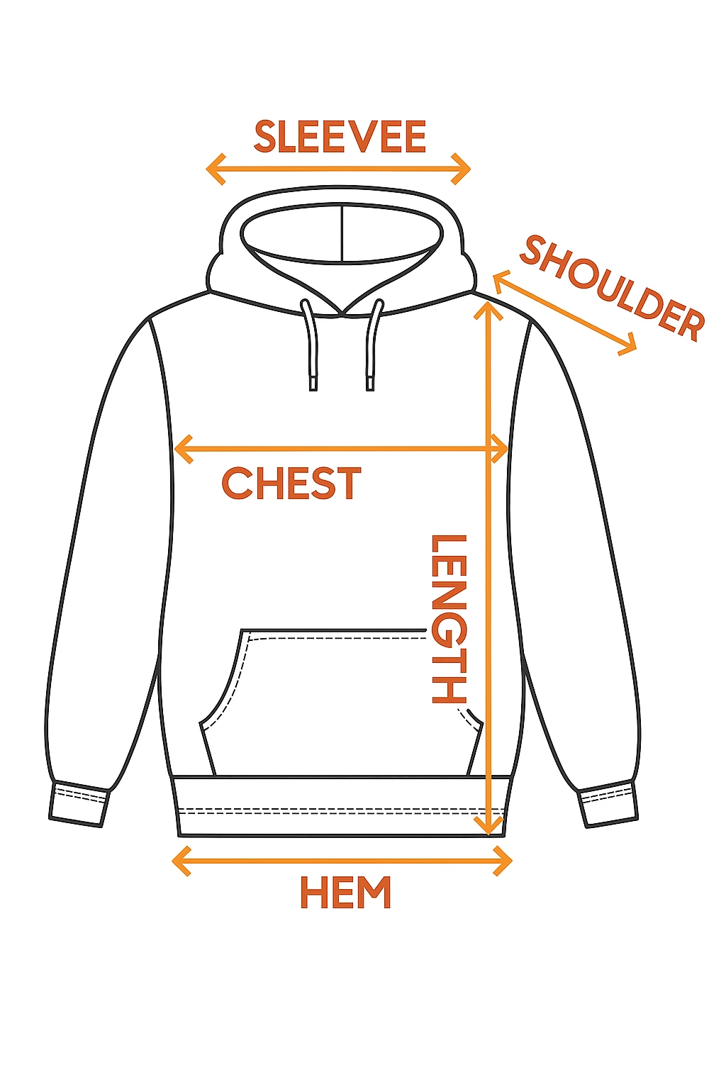 Hoodie Size Diagram