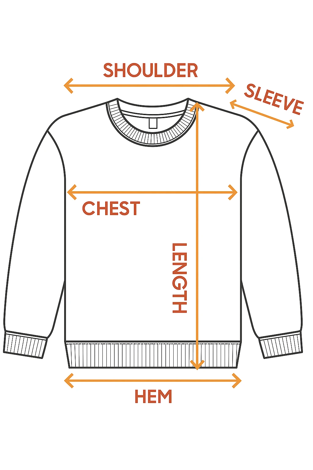Crewneck Sweatshirt Size Diagram
