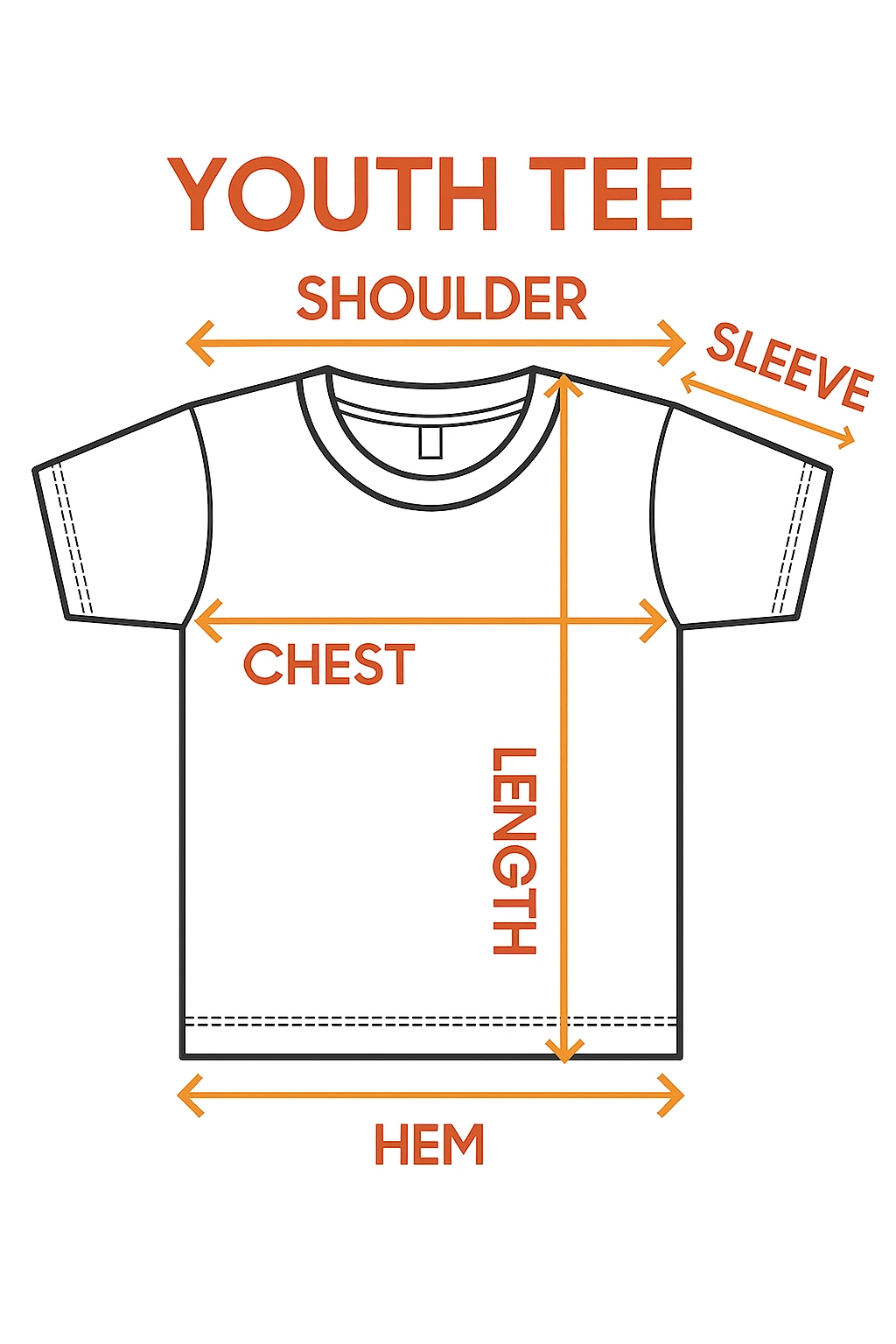 Kids Tee Size Diagram