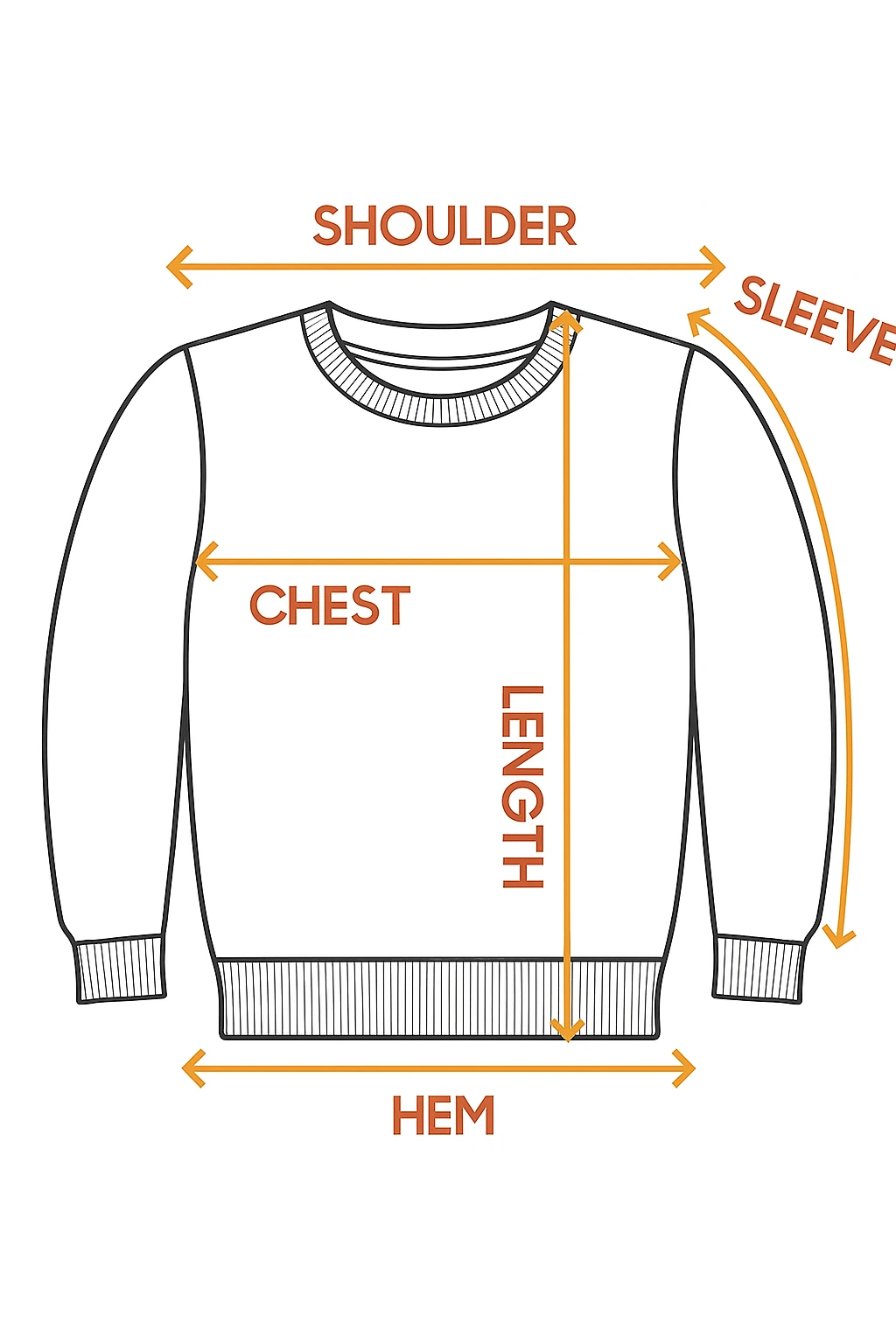 Youth Sweatshirt Size Diagram